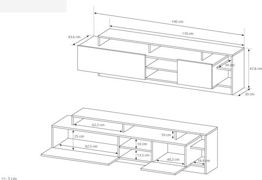 Living Room TV Unit Beige L260xW30xH171.5cm
