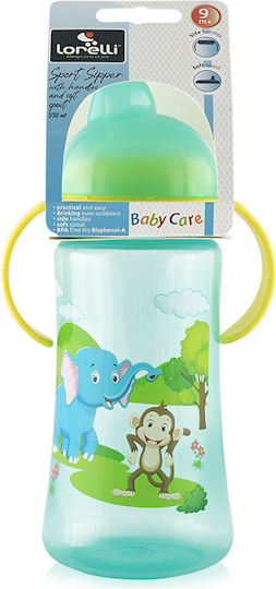 Lorelli Sport Sipper Educational Sippy Cup Plastic with Handles Green for 9m+m+ 330ml