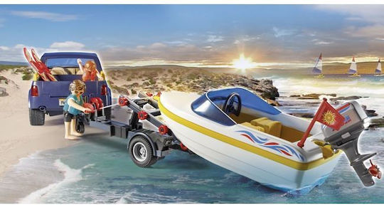 Playmobil Family Fun Pick-Up with Speedboat for 4-10 years old