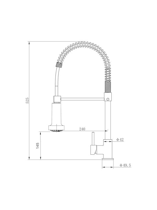 Vinci King Tall Kitchen Faucet Counter with Shower and Spiral Silver