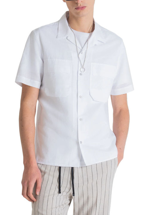 Antony Morato Men's Shirt Short Sleeve Linen White