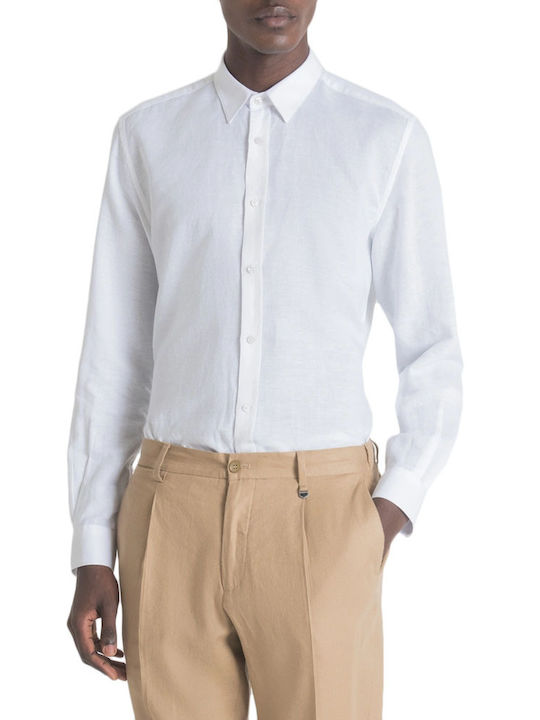 Antony Morato Men's Shirt Long Sleeve Linen White