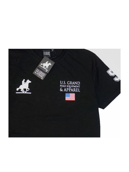 U.S.Grand Polo Club Herren Kurzarmshirt Polo Schwarz