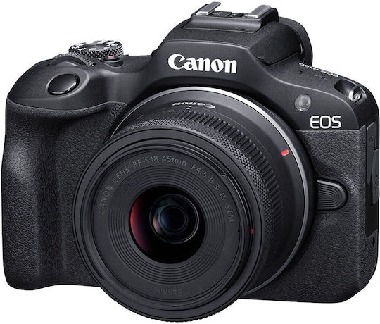 Canon EOS R100 Mirrorless Camera Kit (RF-S 18-45mm f/4.5-6.3 IS STM + RF-S 55-210mm f/5-7.1 IS STM) Black