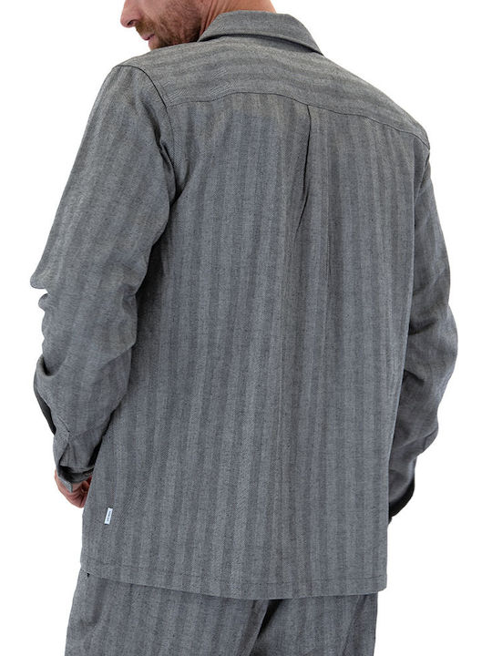 Les Deux Men's Shirt Overshirt Long Sleeve Cotton Gray