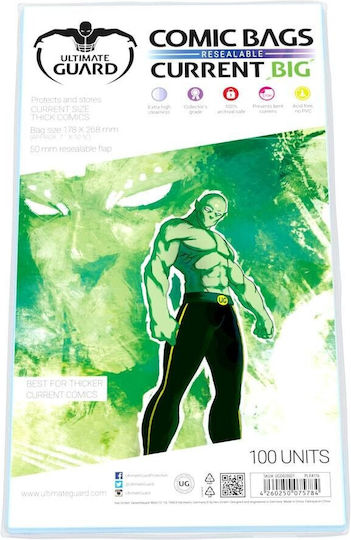 Ultimate Guard Plastic Sleeves for Comics 100pcs Comic Bags Current Size BIG 100τμχ