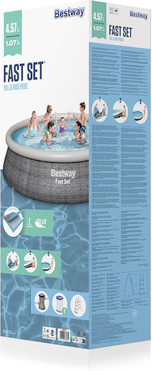 Bestway Кръгъл Басейн 12.362л Надуваем 457x107см