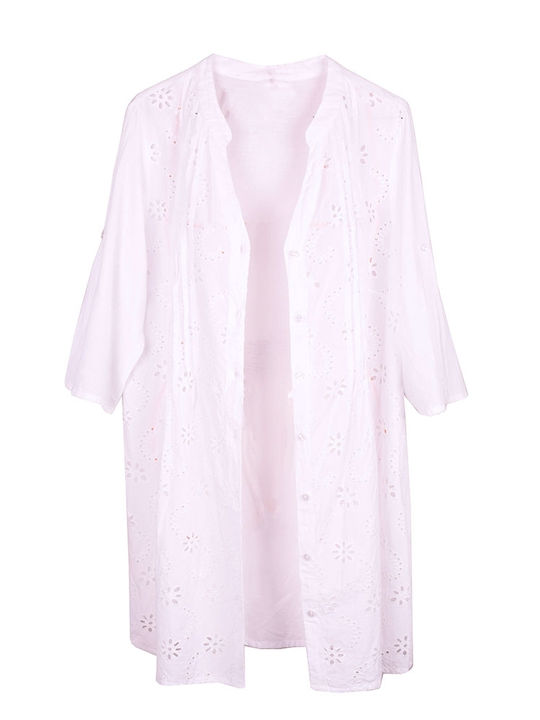 Swarna Feminin Scurt Caftan de Plajă Alb