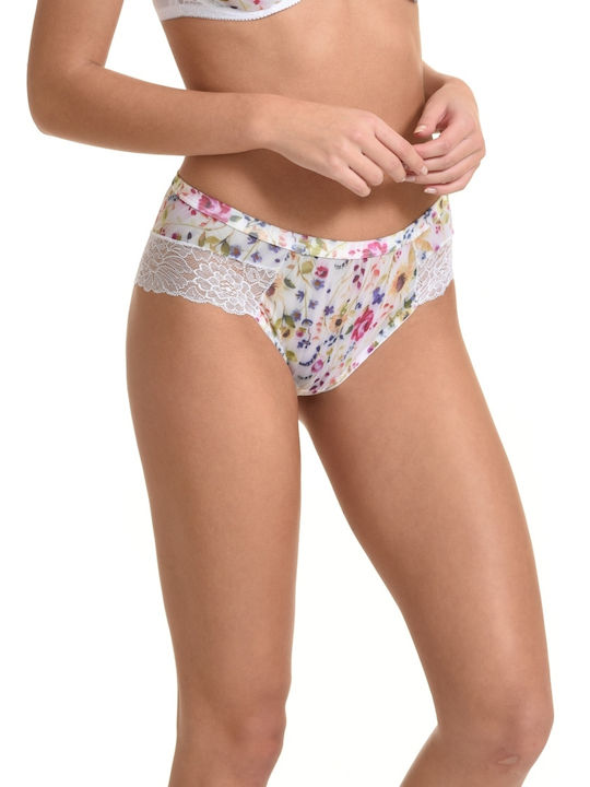 Femeie Boxer cu Dantelă Alb