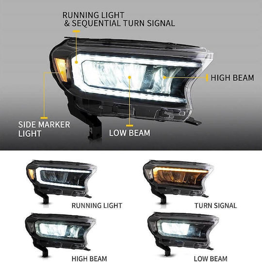 Vland Front Lights Led for Ford Ranger 2pcs