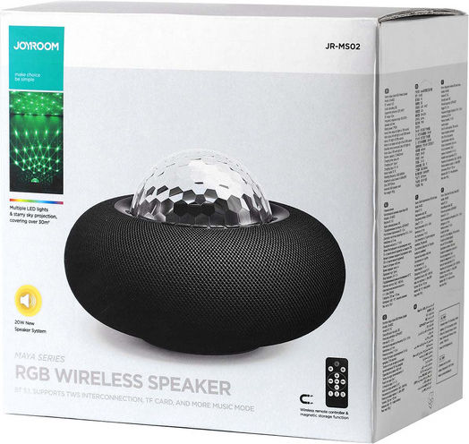 Joyroom JR-MS02 Maya Series RGB Bluetooth Speaker 20W with Battery Life up to 15 hours Black