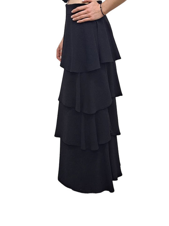 Desiree High Waist Midi Skirt in Black color