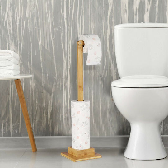Relaxdays Wooden Paper Holder Floor Brown