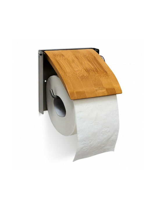 Relaxdays Bamboo Paper Holder Wall Mounted Brown