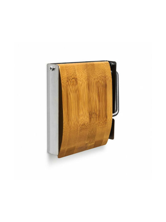 Relaxdays Bamboo Paper Holder Wall Mounted Brown
