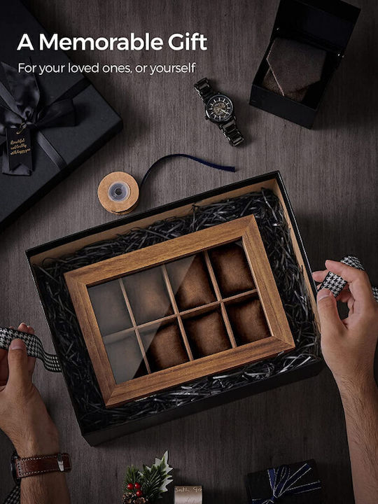 Songmics Wooden Jewellery Box with Drawer & Mirror Brown 27x12.5x12.5cm