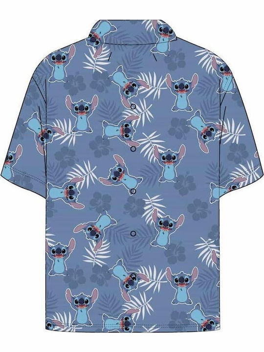 Tricou Floral Pentru Copii Mâneca Scurtă Albastru Disney Stitch