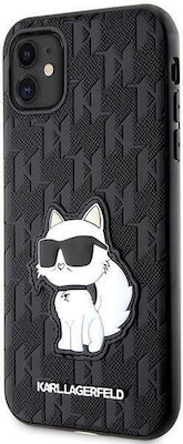 Karl Lagerfeld Umschlag Rückseite Leder / Metallisch / Kunststoff / Synthetisches Leder / Silikon Schwarz (iPhone 11)