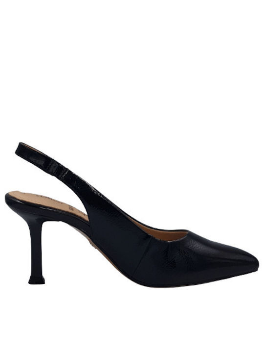 S.Oliver Anatomic Patent Leather Pointed Toe Black Heels