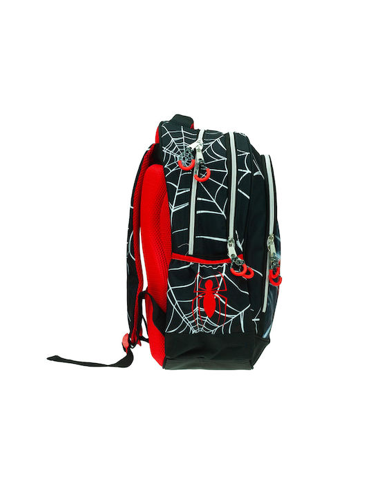 Gim Spiderman School Bag Backpack Elementary, Elementary Black with Water Bottle Holder 27Liters
