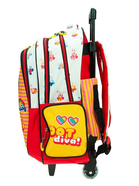 Gim Minnie Mouse School Bag Trolley Elementary, Elementary Orange with Water Bottle Holder 27Liters