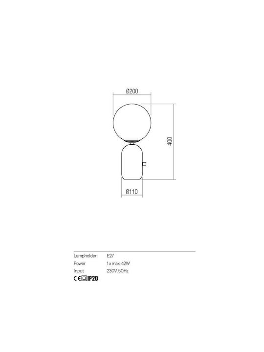 Redo Group Tisch Dekorative Lampe mit Fassung für Lampe E27 Schwarz