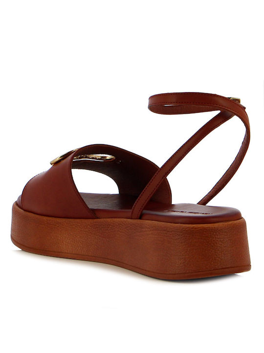 Fratelli Petridi Women's Ankle Strap Platforms Tabac Brown