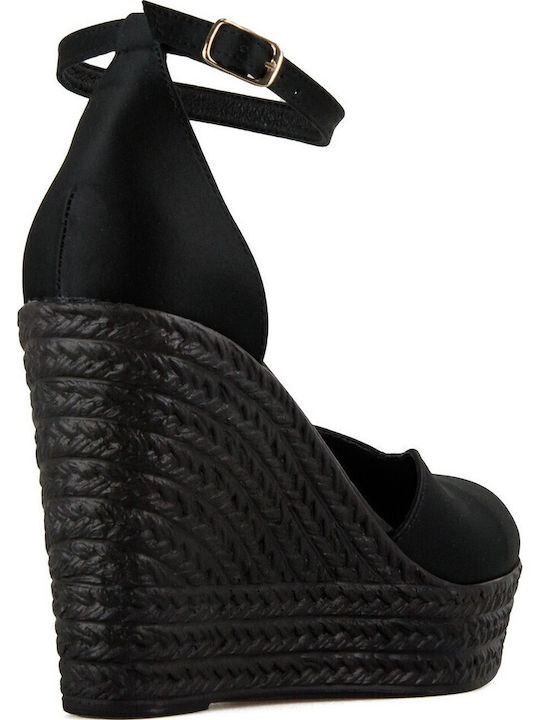 Women's Fabric Platform Espadrilles Black