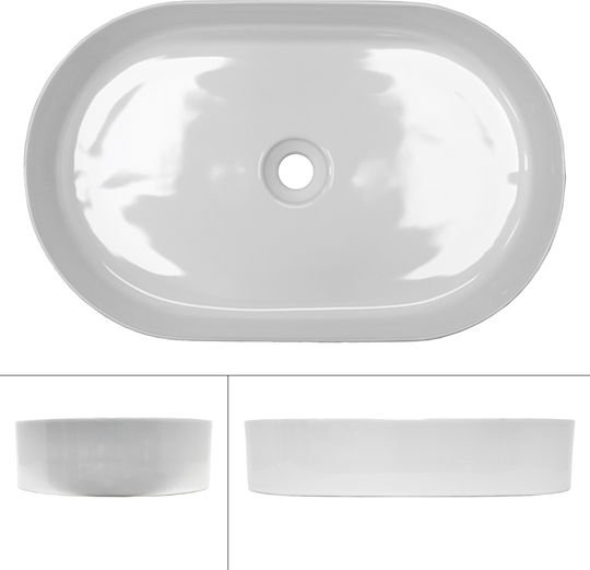 ECD Germany Aufgesetztes Waschbecken Keramik 60.5x38x12.5cm Weiß