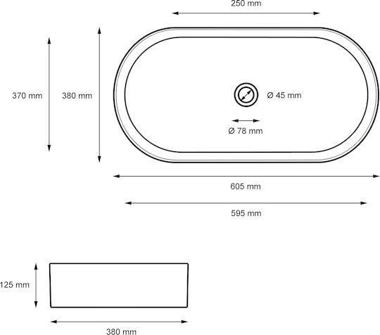 ECD Germany Countertop Sink Ceramic 60.5x38x12.5cm White