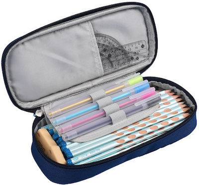 Fabric Pencil Case with 1 Compartment Blue