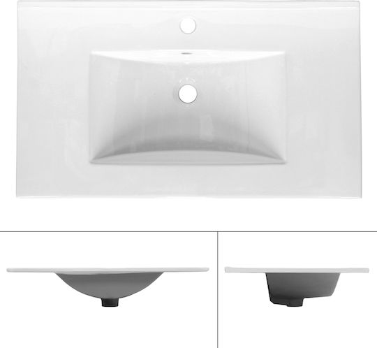 ECD Germany Aufgesetztes Waschbecken Keramik 81x46.5x17.5cm Weiß