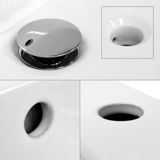 ECD Germany Aufgesetztes Waschbecken Keramik 81x46.5x17.5cm Weiß