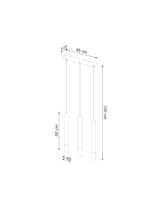 Sollux Wezyr 3 Pendant Light Three-Light for Socket G9 White