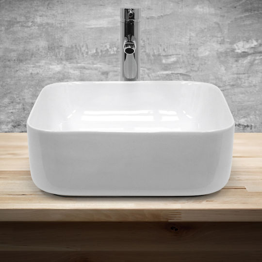 ECD Germany Επικαθήμενος Νιπτήρας Κεραμικός 39x39x14cm Λευκός