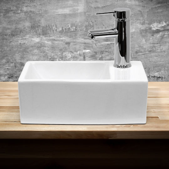 ECD Germany An der Wand montiert Aufgesetztes Waschbecken Keramik 35x20.5x12.5cm Weiß