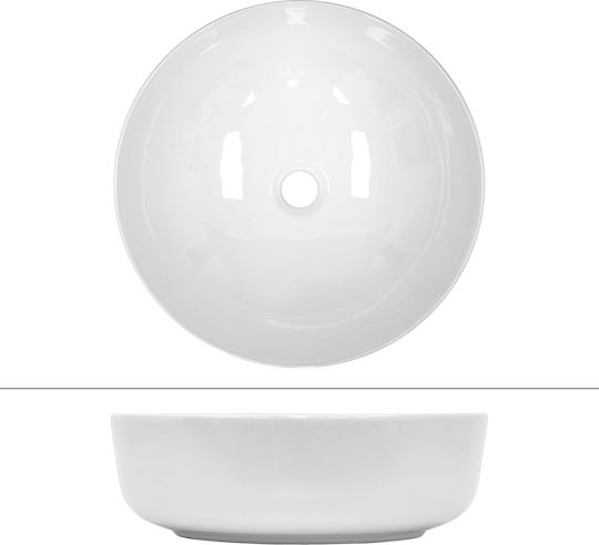 ECD Germany Aufgesetztes Waschbecken Keramik 40x40x13.5cm Weiß