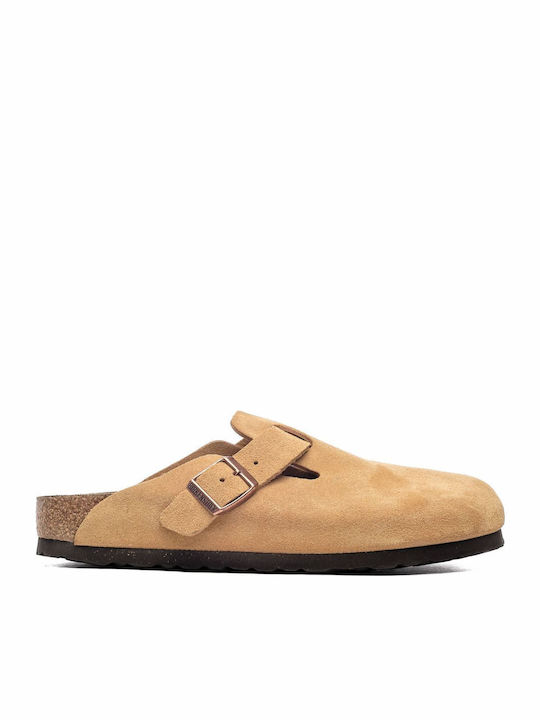 Birkenstock Boston Vl Δερμάτινες Παντόφλες Latte Cream