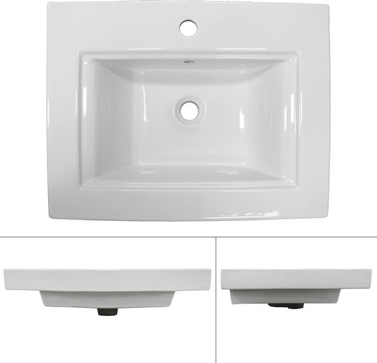 ECD Germany Επικαθήμενος Νιπτήρας Κεραμικός 60.5x46.5x16cm Λευκός
