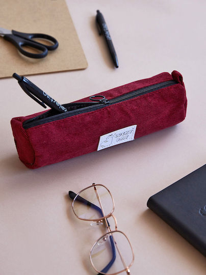 Pencil Case Barrel Burgundy