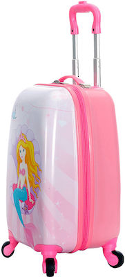 Snowball Paris Children's Cabin Travel Suitcase Hard Pink with 4 Wheels Height 32cm