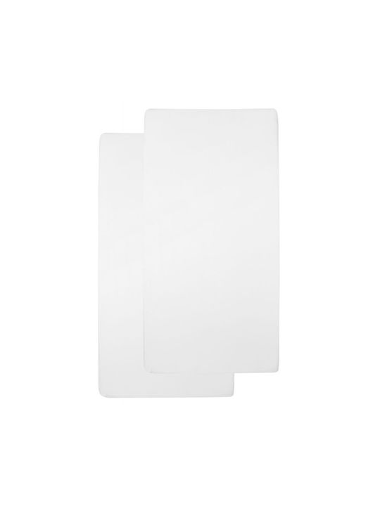 Meyco Baby Sheets Set Crib Cotton Fitted White 60x120cm 2pcs