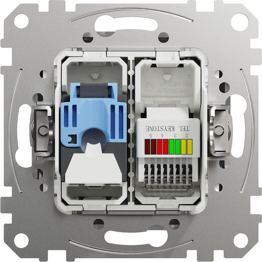 Schneider Electric Sedna Mecanism Dublu Prize de Rețea și Telefon RJ45/RJ11 Tip Cat6 în Culoare Gri SDD113468