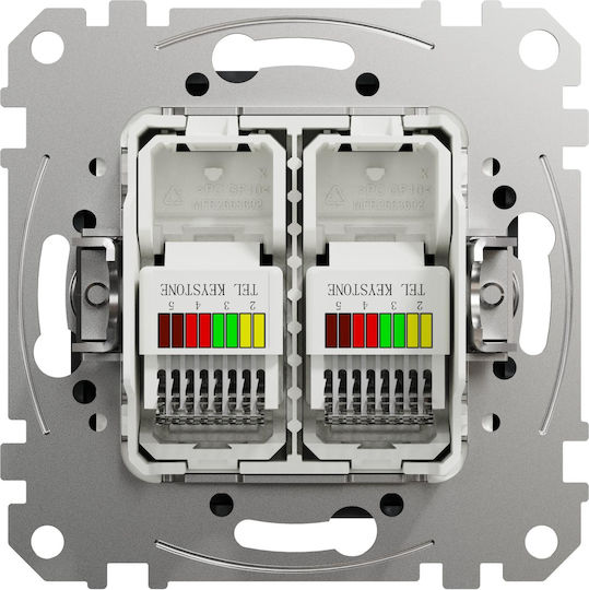 Schneider Electric Sedna Design Telefonsteckdose ohne Rahmen Doppelter in Grau Farbe SDD114492