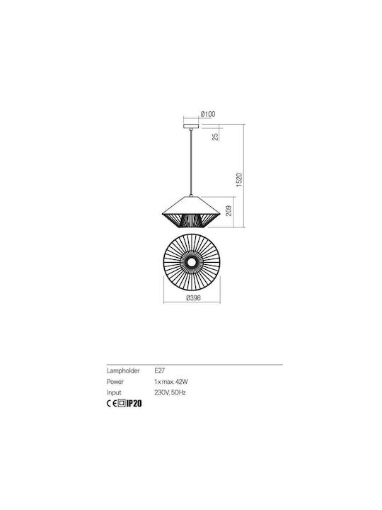 Redo Group Grill Pendant Light Single-Light Grid for Socket E27 Brown