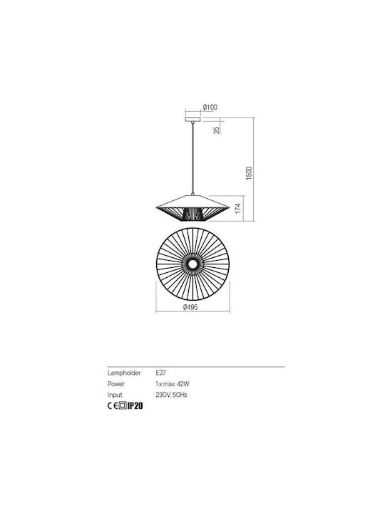 Redo Group Pendant Light Single-Light Grid for Socket E27 Brown