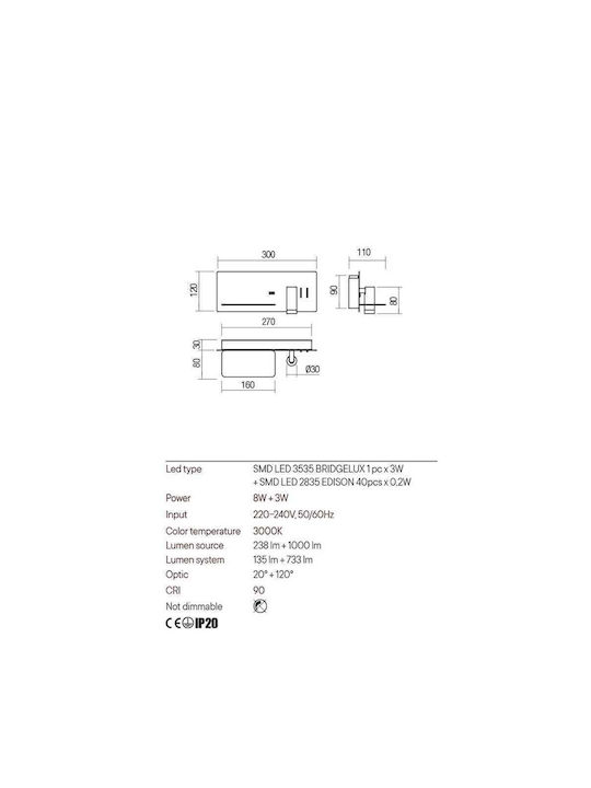 Redo Group Leuchte Wand LED Weiß 30x12x12cm Redo Group Leuchte Wand LED Weiß 30x12x12cm