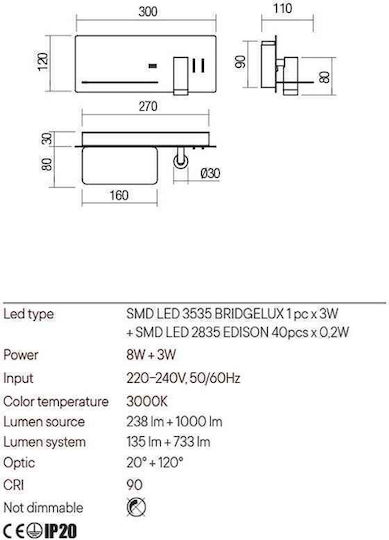 Redo Group Осветително тяло За стена LED Златист 30x12x12см. Redo Group Осветително тяло За стена LED Златист 30x12x12см.