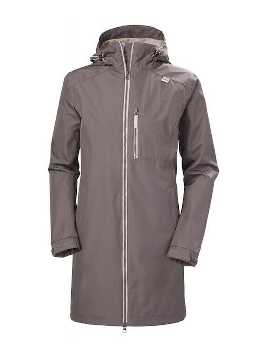 Lang Damen Parka Jacke Braun