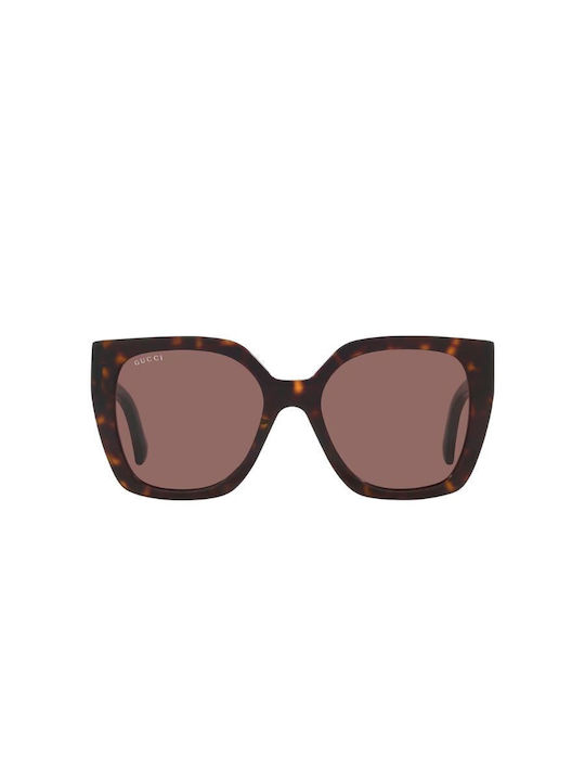 Gucci Women's Sunglasses with Brown Tartaruga Plastic Frame and Brown Gradient Lens GG1300S 002